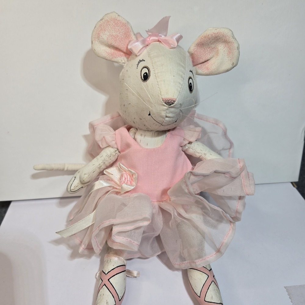 1989 Angelina Ballerina Jointed Pink Plush Stuffed Mouse Katharine Holabird 10"